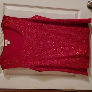Red sequined top 1X
